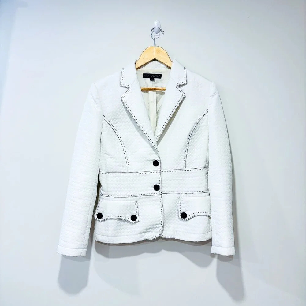 NIPON BOUTIQUE Vintage white‎  textured blazer